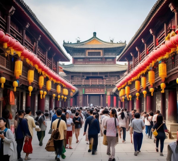 楚河汉界周末盛景，历史遗迹重现活力,楚河汉界周末人流如织，历史遗迹焕发新活力,魅力,周末时光,第1张