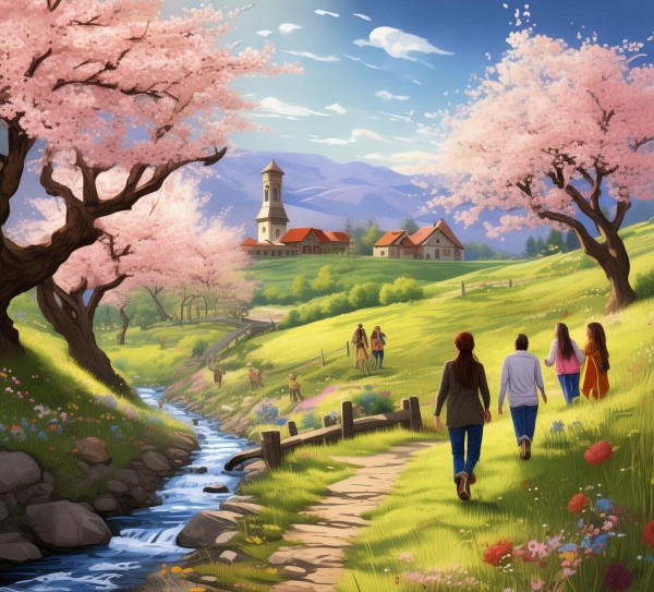 春游踏青记，春日郊外美景掠影,春日郊游记—1500字风景作文,魅力,画卷,第1张