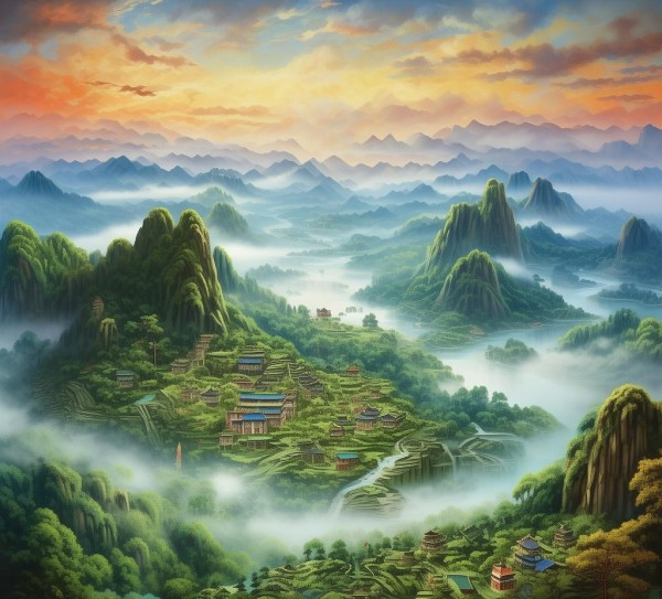奉节山水画卷，家乡的自然奇观,奉节家乡的山水画卷——我的家乡风景,画卷,丰收,第1张